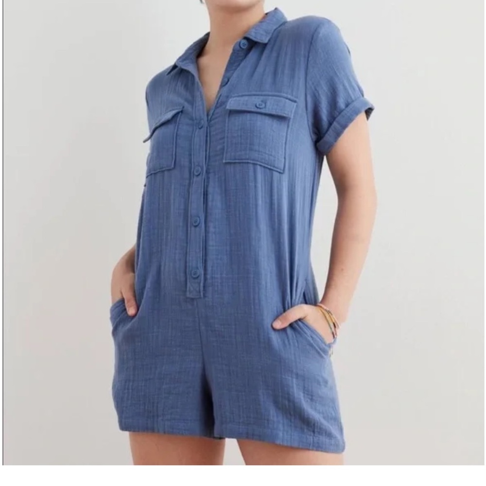 Aerie Blue Gauze Romper